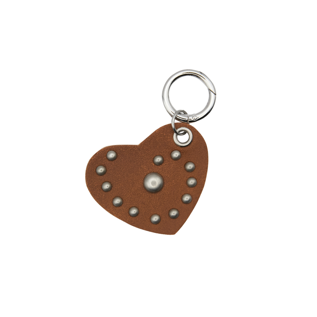 leather heart keyring-brown