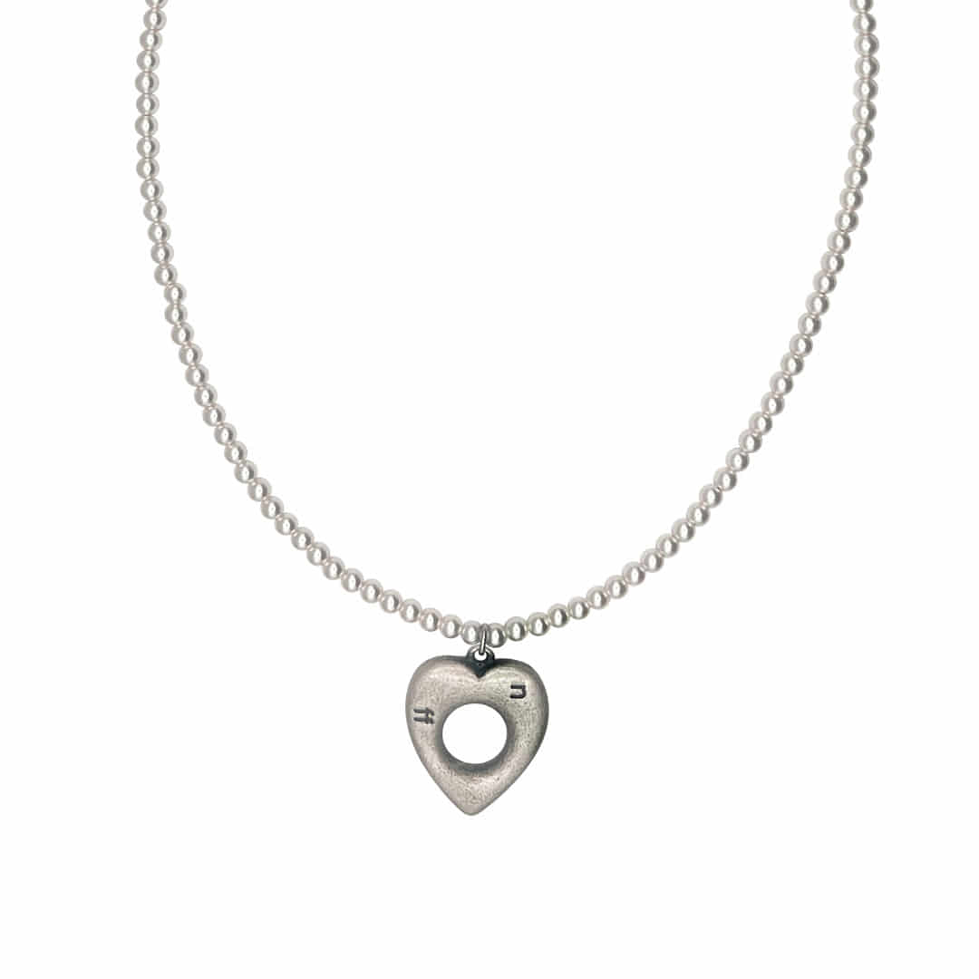 radiant pearl heart necklace-silver